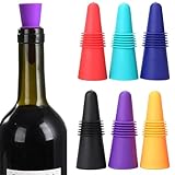 HUZNA Tappi Bottiglie Vino 6pz, Tappo per Vino in Silicone, Riutilizzabile Tappo per Bottiglia Vino, con vite,per Preservare Birra Champagne Bevanda Alcolica (Multicolore)