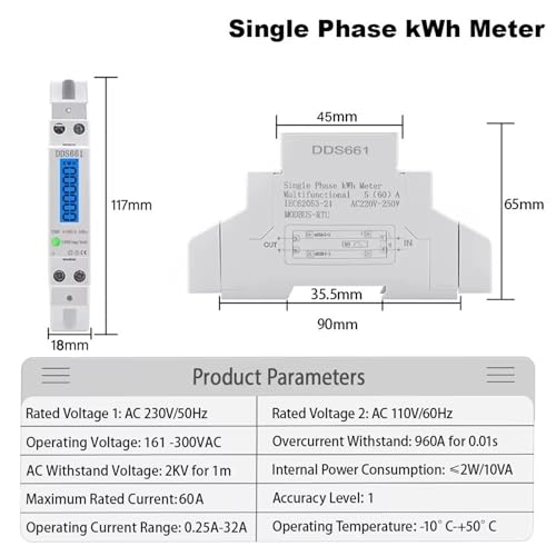 Compteur électrique Din Rail monophasé 110V 220V DDS661-RS485