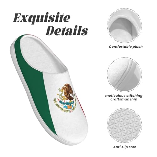 Cozy Flag of Mexico print Slippers Indoor and Outdoor Fuzzy House Shoes Anti-Skid Sole Gifts for Women Indoor Scuff4