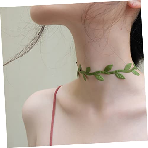 Collier ras de cou feuilles vertes en polyester HHRLCH pour soirée - 6