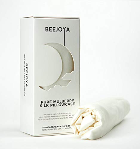 eejoya Natural Seda Funda de Almohada, hipoalergénica, 22 Momme, 100% de Seda, tamaño King con sobre Cierre.