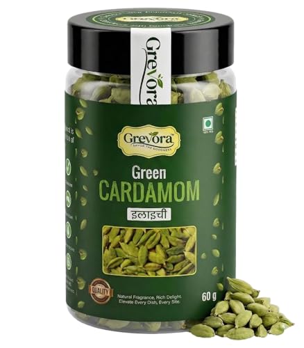 Image of Grevora Premium Kerala Idukki Green Cardamom (Elaichi) 60g | Large 8+ mm Bold Pods | Handpicked, Naturally Aromatic & Premium Quality Spice | Fresh Whole Elaichi for Tea, Sweets, Desserts & Indian Cooking