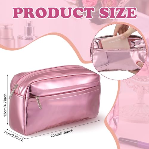 Pink Insulated Makeup Bag for Car Cosmetic Bag for Women PU Portable Zippered Makeup Pouch Travel Skincare Organizer Shields Cosmetics from Melting Freezing Party Gift for Girls, 7.9''x4.7''2