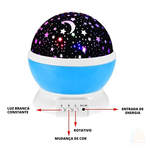 Luminária Abajur Star Master Lua Estrela Usb Galaxy Lighting