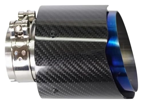Silencieux droit entrée 54 sortie 89 avec embout d'échappement voiture carbone et inox bleu