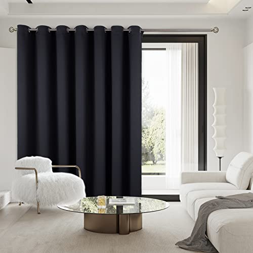 Bgment Fashion Sliding Door Curtain 100 X 84 Inches, Wide Thermal Blackout Curtains Room Darkening Room Divider Window Curtain, 1 Panel, Black, 84 Length X Wide 100 #TOP1