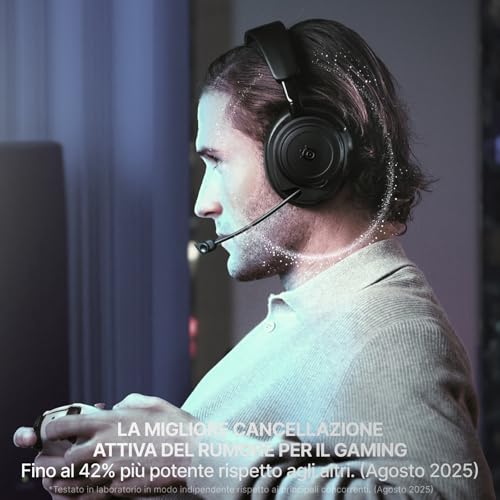 Arctis Nova Elite - Cuffie da gaming wireless - 96kHz/24bit - Speaker in fibra di carbonio - ANC - Eliminaz. rumore con IA - App - 2,4GHz + BT - Multisource; OmniPlay PC+PS+Xbox - Nero - Cuffia gaming - Immagine 4