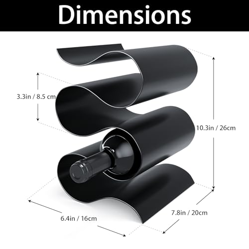 Anterrific Black Wine Rack Countertop, Modern Metal Wine Rack for Inside Cabinet, Minimalist Small Wine Holder Tabletop, 5 Bottle Wine Display Stand for Wine Storage Organizer Home Kitchen Bar (Black) by Anterrific - Image 3