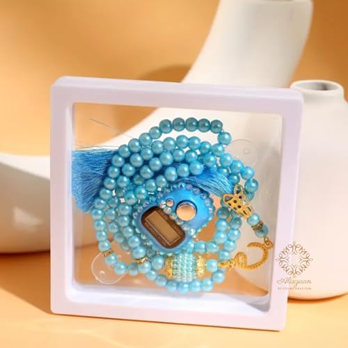 Image of Digital Tasbeeh Counter Ring with Prayer Beads, Black Beads with Gold Accents, Display Case Finger Counting Device, Suitable for Islamic Gifts Ramadan Hajj Umrah Wedding Hadiya(Random Colour)