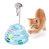 FRCOLOR Interactive Cat Chasing Toy with Moving Cat Track Puzzle for Indoor Exercise for Kittens with Random Spring Mouse