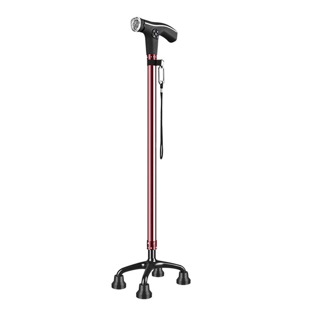BJH Bastón con luz LED Función de Radio portátil Carga USB Muleta para Caminar 5 Bastón para Caminar de Altura Ajustable para Hombres Mujeres Personas Mayores discapacitadas y ancianas HGCHH