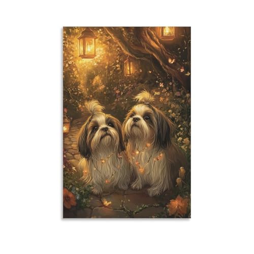 Cuadro de Shih Tzu en lienzo 50x75cm decoracion moderna para pared de salon