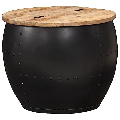 Genérico Mesa de Centro Redonda de Madera Maciza de Mango 53x43 cm,Mesas de centro-287484