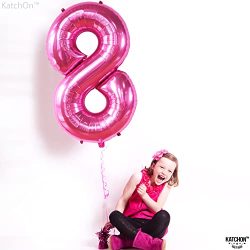 Image of KatchOn Foil Hot Pink 8 Balloon Number For Birthday Decorations - 40 Inch