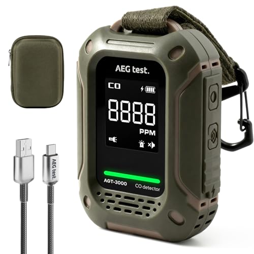 AEGTEST AGT-3000 Tragbarer Kohlenmonoxidmelder, 240 Std Standby, verbesserter CO-Sensor für Reisen, wiederaufladbarer CO-Detektor mit Audio- & visuellem Alarm, CO-Messgerät für Camping, 0–1000 ppm AEGTEST AGT-3000 Tragbarer Kohlenmonoxidmelder, 240 Std Standby, verbesserter CO-Sensor für Reisen, wiederaufladbarer CO-Detektor mit Audio- & visuellem Alarm, CO-Messgerät für Camping, 0–1000 ppm