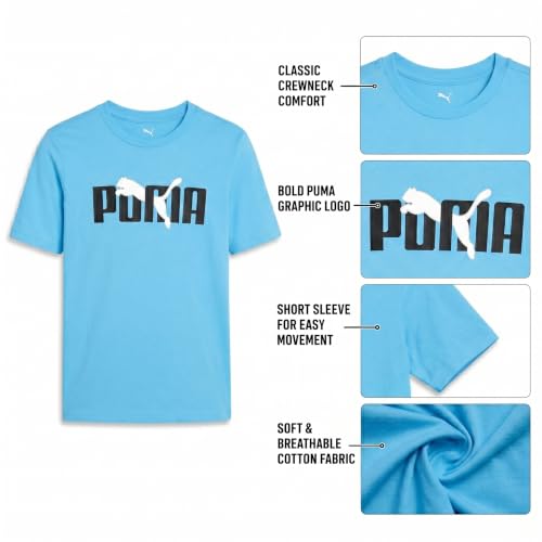 Image of PUMA Boys T-Shirts Athletic Crewneck Short Sleeve Tees (Sizes S-XL) | Soft Breathable Cotton Blend, Comfortable Casual Fit, Great for School, Play & Everyday Wear
