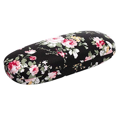 Image of Glasses Case Hard Shell Eyeglass Case for Women Fabrics Floral Retro Spectacle Case Box Portable