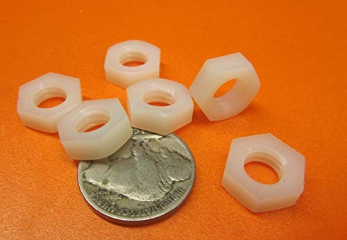 Natural Nylon 6/6 Hex Nuts RH 5/16"-18 Thread x 33/64 W x 3/16 H 50 Pcs