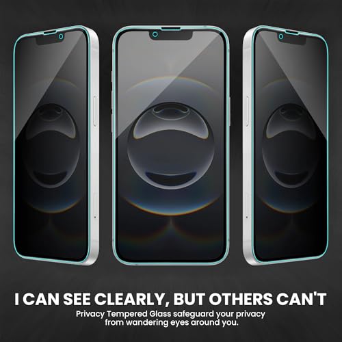 Image of ArmourPro Anti-Spy Privacy Tempered Glass for iPhone 16E / 14 / 17E / iPhone 13 - Anti Peeping Screen Protector, Edge to Edge Full Coverage, 9H Hardness, Easy Installation Kit | Pack of 2