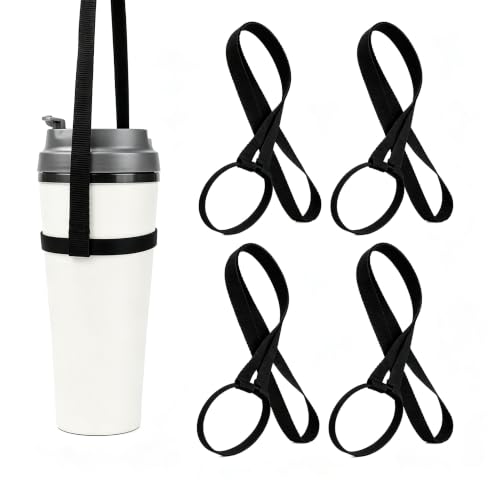 4 portavasos de cerveza y portabebidas, portavasos festivales con correas, reutilizables para festivales, conciertos y eventos al aire libre, cordón manos libres, portavasos negros