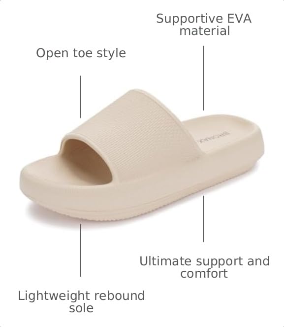 Image of BRONAX Cushioned Thick Sole Pillow Slippers for Women and Men Y10 | Cloud-Like Soft Sole, Foot Pain Relief, EVA Platform Sole, Indoor Outdoor Slides, Waterproof Shower Ready, Quick-Drying