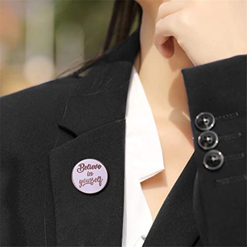 Believe in Yourself Enamel Pin inspirational quote badge round button Brooch golden worlds Accessory kids adults friends gift4