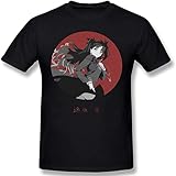 Fate Stay Night Tohsaka Rin Printed Graphic Cotton T-Shirts for Men Teen O-Neck Unisex Short Sleeve T-Shirt Black, Negro , M