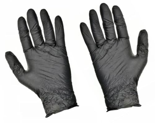 BLACK MAMBA Powder Free Industrial Strength Disposable Nitrile Gloves With Raised Torque Grip 100 Glove Box (Medium)