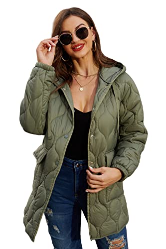 RISISSIDA Women Quilted Jacket Hooded Spring Fall Fashion, Loose lightweight Packable Transitional Puffer Coat