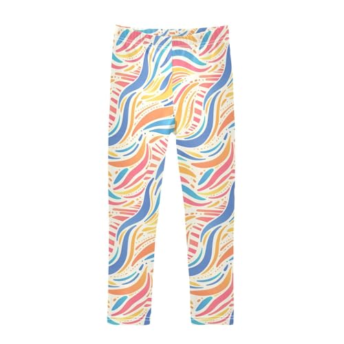 KLL Colorful Waves Toddler Baby Girl Athletic Leggings Stretchy Full Length Workout Pants Sports