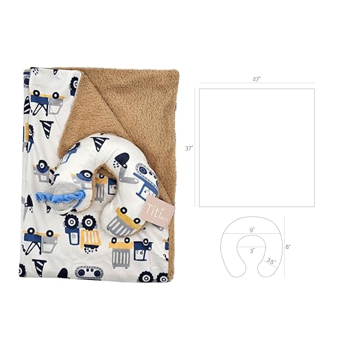 Image of TITI with Love Reversible Baby Blanket and Pillow Set - Lion Baby Blanket with Neck Pillow for Infants, Toddlers, and Travel, 37x27 in