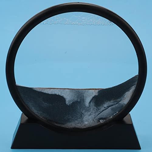 Domilay Moving Sand Art Picture Round Glass 3D Deep Sea Sandscape in Motion Display Flowing Sand Frame(7inch)
