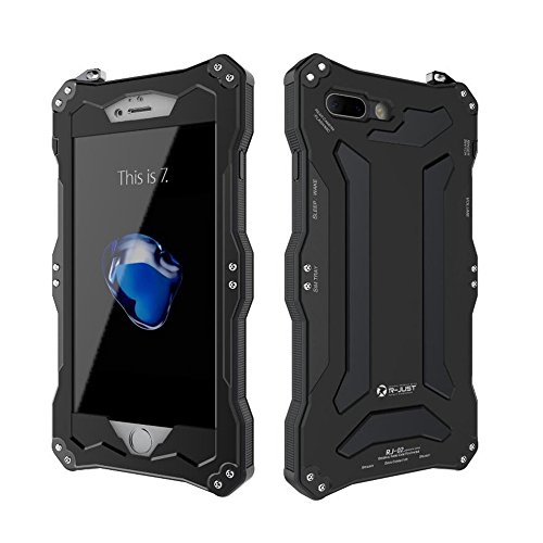 Bpowe for iPhone 7 Plus Case,Gorilla Glass Aluminum Metal Premium Protection Shockproof Military Bumper Heavy Duty Sturdy Protective Cover Shell Case for iPhone 7 Plus 5.5 inch (Black)