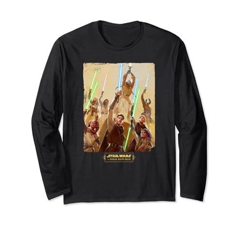 T-shirt Star Wars High Republic à manches longues imprimé sabres laser Jedi pour fan
