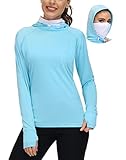 Women's UPF 50+ UV Sun Protection Hoodie Shirt with Mesh Face Mask - Outdoor Long Sleeve Thumb Holes