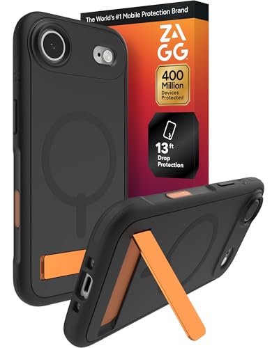 Image of ZAGG Sedona Snap Case with Kickstand for iPhone Air - Flood Black, Drop Protection (13ft /4m), Multi-Layer Protection, with Camera Button, MagSafe Phone Case with Impact-Absorbing Bumpers
