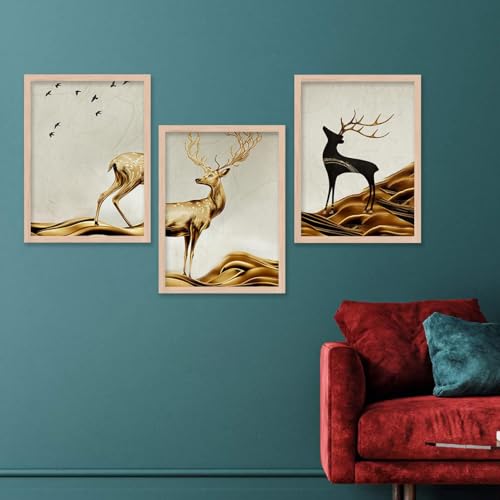 Image of kotart Painting for Wall Decoration - Modern Art Wall Decor Framed Painting for Living Room Bedroom - Framed Wall Posters /Paintings with Frame Set of 3-D (Art 3, 13x17 inch)