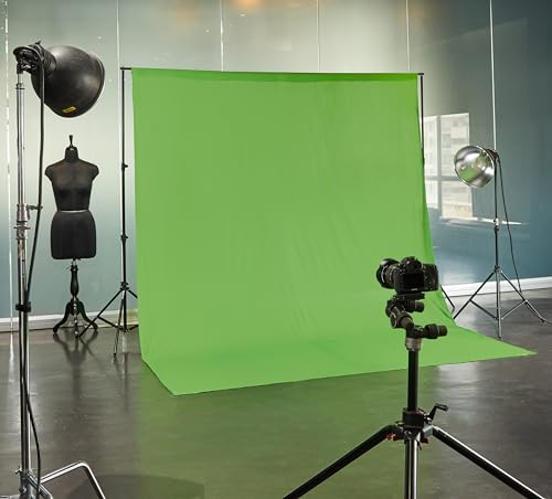Image of Amazon Basics Professional Green Screen Backdrop Cloth (8x9 ft) | Suitable for Photography, Photoshoot, Product Photography, Live Streaming, Zoom Meetings, VFX Editing | Pack of 1 (Green)