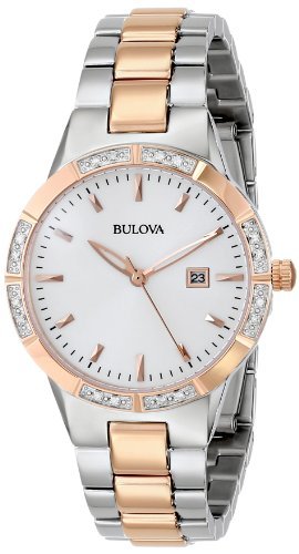 �u���[�o Bulova Women's �E�B�����Y ���f�B�[�X �����p 98R169 Two-Tone Watch with Diamond-Accented Bezel ���v �r���v [���s�A���i]