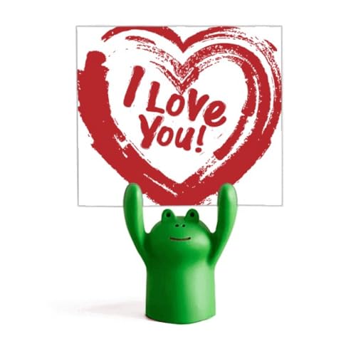 Porte-mémo I Love You cœur rouge motif grenouille cadeau Saint-Valentin original