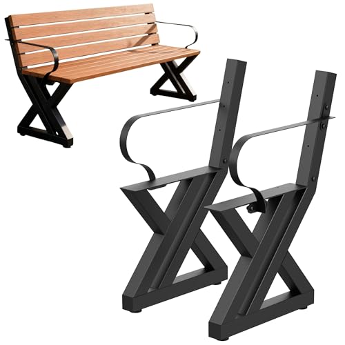 DanDiBo 2X Bankgestell mit Lehne Metall Schwarz Set DIY Bank Füße Bankkufen Bankbeine 96670 Sitzgestell für Gartenbank Robust Stabil