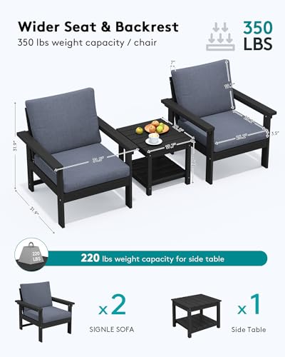 Image of SERWALL HDPE Patio Conversation Set with Side Table
