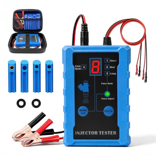 MR CARTOOL Fuel Injector Tester, Automotive Fuel Injector Cleaner Kit with 8 Pulse Modes, 12V Universal Auto Fuel Injector Pressure Tester with 4 Nozzles