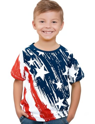 Boys Girls 4th of July T-Shirt American Flag Short Sleeve Shirt Kids Patriotic Outfit Independence Day Tee Tops 2-7T2