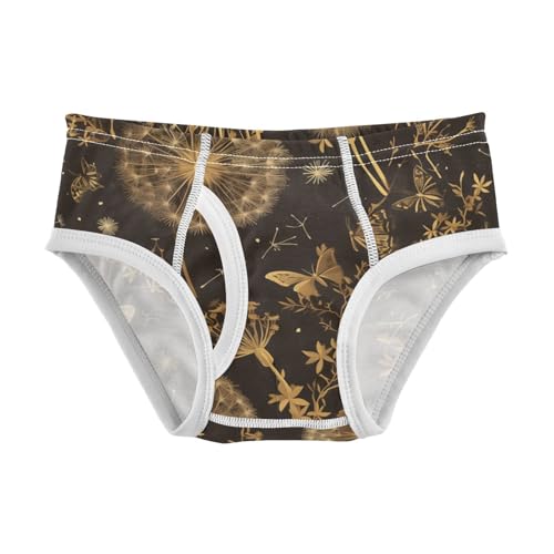 KLL Butterflies Dandelions Pattern Butterflies Gold Toddler Boys Pure Cotton Athletic Underwear Cute Undies