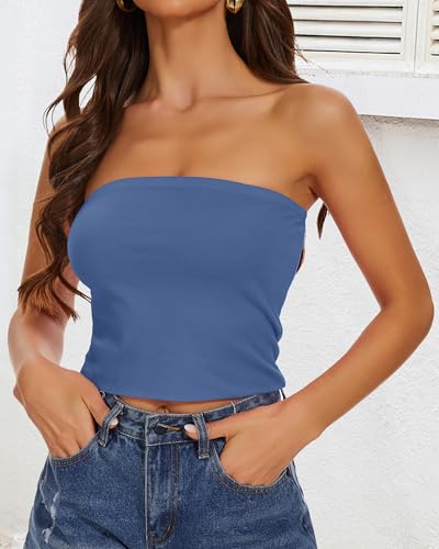 Image of Summer Tube Tops Basic Crop Tops for Women Strapless Tank Casual Tunics Sexy Short Shirts 2026