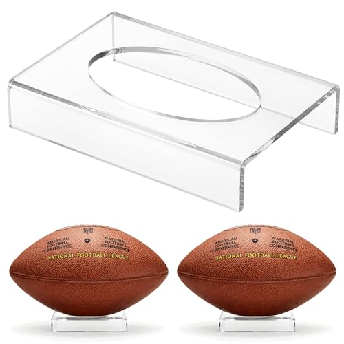 Happyseason 2-Pack Football Display Stand Clear Acrylic Holder for Autographed & Collectible Balls Sports Memorabilia Display for Full Size Youth College Mini Football Man Cave Office Decor