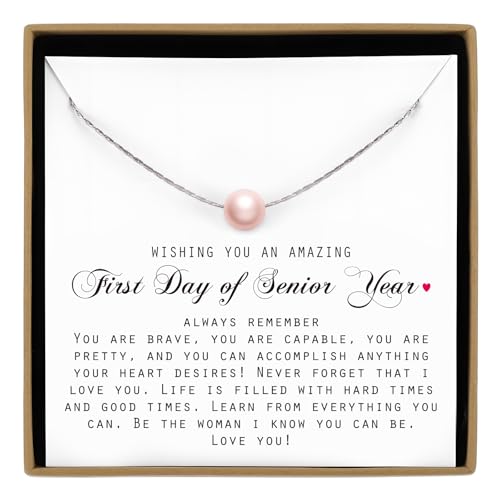 Cunno First Day of Senior Year Gift Necklace with Card Back to School Personalized Jewelry Gift Adjustable Length Class of 2027 12th Grade for Girls Daughter Friends