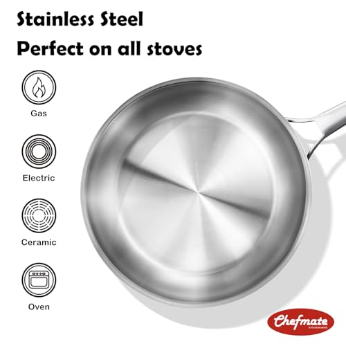 Chefmate SS-28 12 Inch Tri-Ply Stainless Steel Pan,Pfoa&Ptfe Free Skillets,Chef'S Pans,Dishwasher And Oven Safe Cookware thumb #1