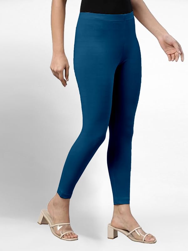 Image of TRENDMALLS Women's Super Combed Cotton Elastane Stretch Ankle Length Leggings with Ultrasoft Waistband